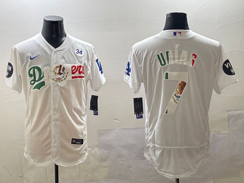 Men Los Angeles Dodgers #7 Urias White Mexico Elite 2025 Nike MLB Jersey style 4
